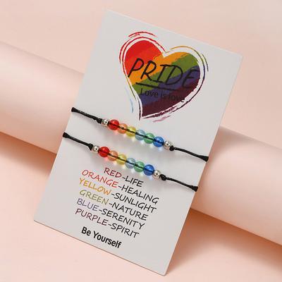 Modne tęczowe bransoletki LGBT z koralików dla kobiet i mężczyzn, ręcznie robione, elastyczne, regulowane, bransoletki dla par, przyjaźni, biżuteria Pride, prezenty