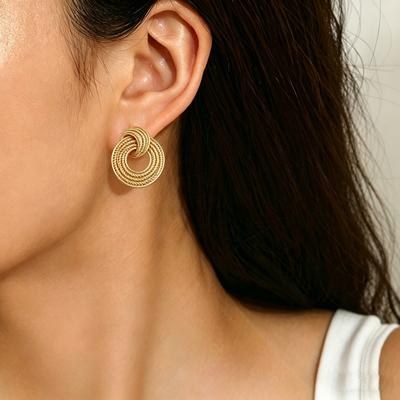 European and American Jewelry, Geometric Retro Style, Ring Winding Design, Earrings, Versatile, High-end Fashion Stud Earrings, Women