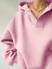 2024 Autumn/Winter Women's Solid Color Hooded Sweatshirt - European & American Style, Long Sleeve, Loose Fit Hoodie