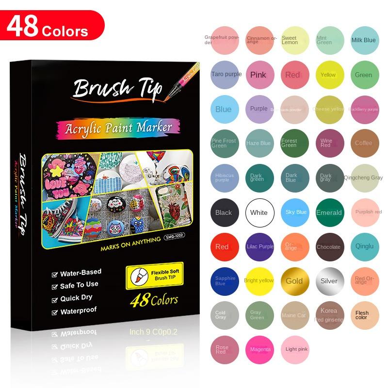 

Набор мягких акриловых маркеров, цветная гуашь Gou Xianbi, керамическая модель gooka, ручка для граффити 48 colors