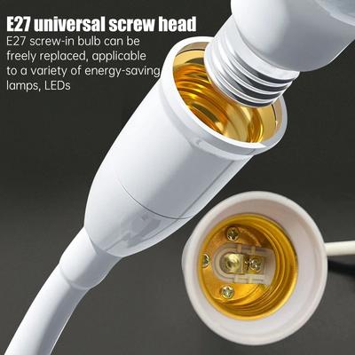 E27 Plug-in Lamp Holder with EU Plug Switch Flexible Swivel Head Rotary LED Bulb Socket Adapter for Wall Light Table Lamp Base
