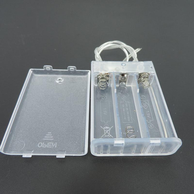 1pcs 3 AA Battery Holder Box Case with Switch 2AA 3AA 3xAA Transparent White 3V 4.5V Battery Holder Box Case with Lead Box