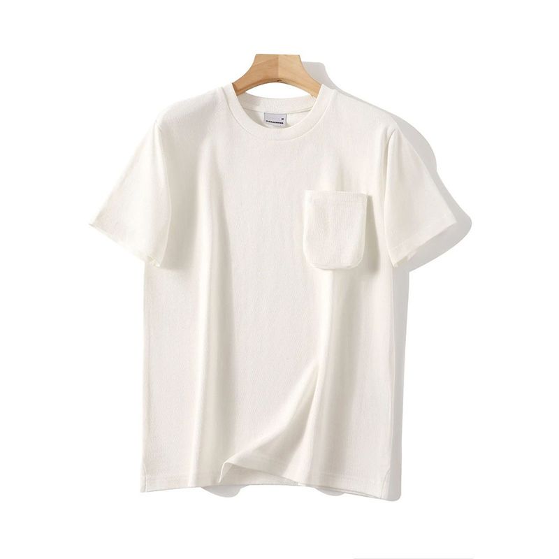 American Workwear Heavy Weight 300G Xinjiang Long-Staple Cotton Pure Cotton Short-Sleeved T-shirt Men s Summer Bottoming Shirt Export T-shirt Off-White M