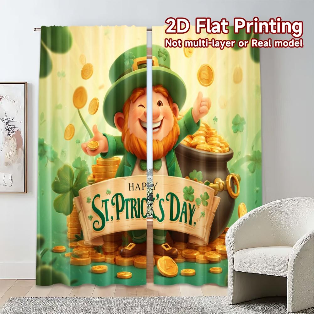 Flat Printing Curtains Without Rod Stpatrickcoins Chic Digital Printed Versatile Polyester Fabric Curtain Set Of 2 Made Washable