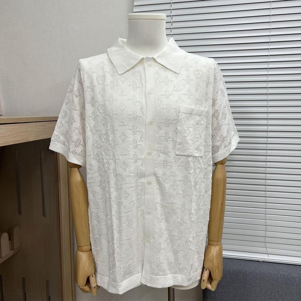 2025 Vår/Sommar Trendig Jacquardetikett Stickad Kortärmad Logotyp T-shirt