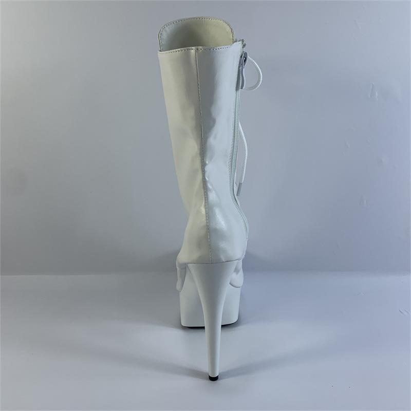 15 cm Lackleder Plateau Kniehohe Stiletto Lange Lederstiefel und Schnürung Super Langer Schaft Super Hoher Absatz Performance YKC