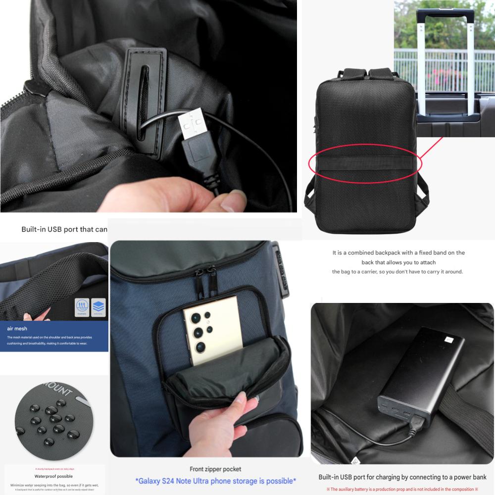 Blue Mount 9907 Smart Lock USB Rechargeable Water-Resistant Backpack