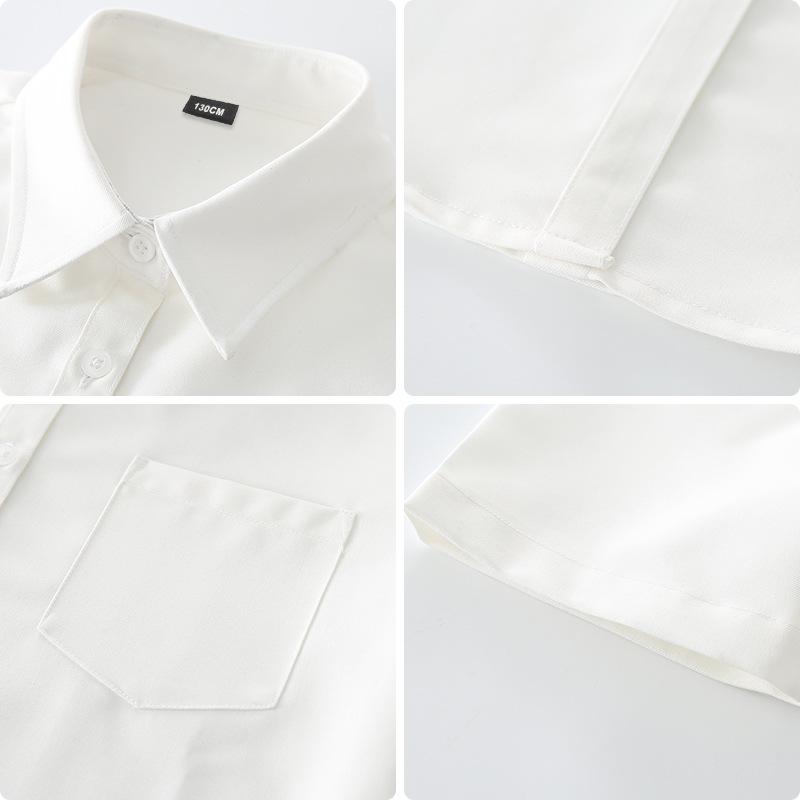 Dětské bavlněné tričko s krátkým rukávem Pohodlné Šetrné k pokožce Jednobarevná vrchní část S plisovaným detailem Pro kluky Dívky Školní uniforma Oblečení na vystoupení