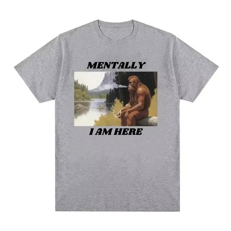 2026 Fashion ShortSleeved TShirt  21st Century Style Clothing  Unisextally I Am Here  Monkey Funny Expression Pattern TShirt