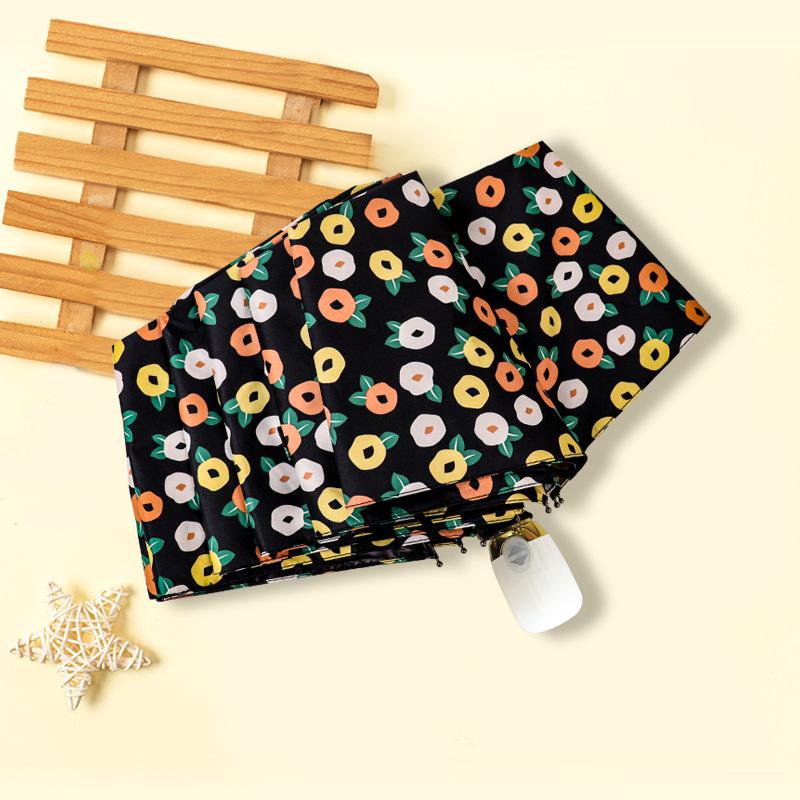 Fully Automatic Dual-use Sunny and Rainy Female Three Fold Black Plastic Sun Protection UV Protection