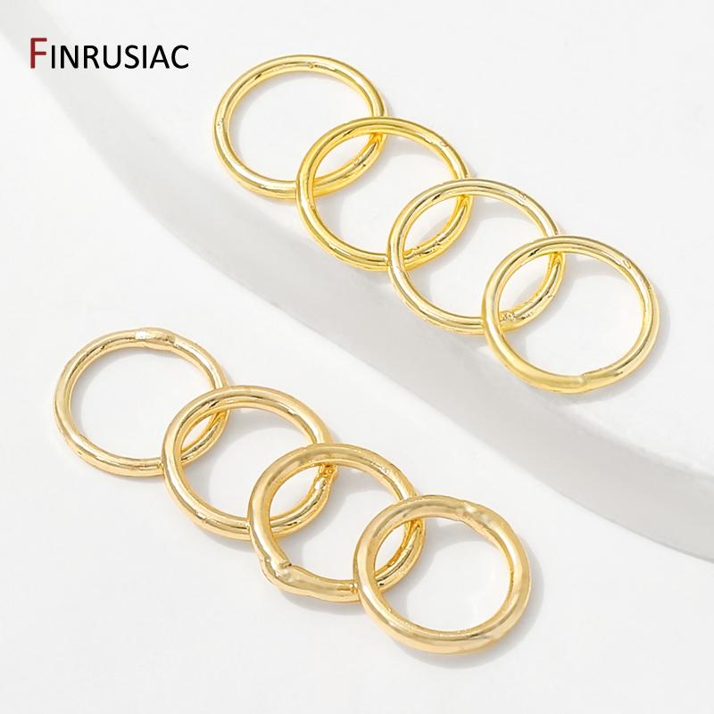 4-8mm 14/18K Gold Plated Brass Solid Closed Jump Ring,Closed Split Rings Connector For DIY Jewelry Making Accessories