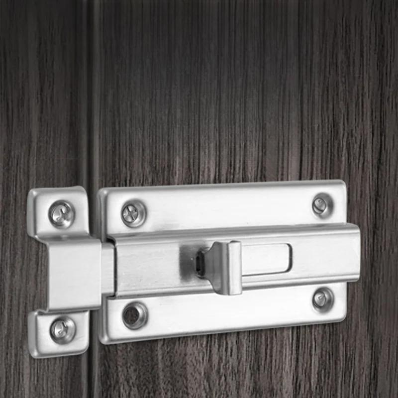 Stainless Steel Automatic Spring Bolt, Manual Button, Anti-theft Wooden Door, Public Health Fitting Room Lock Buckle Accessories