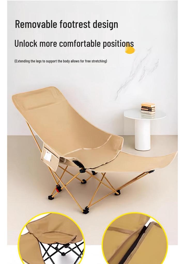 Portable High-Back Folding Lounge Chair with Extended Leg Rest