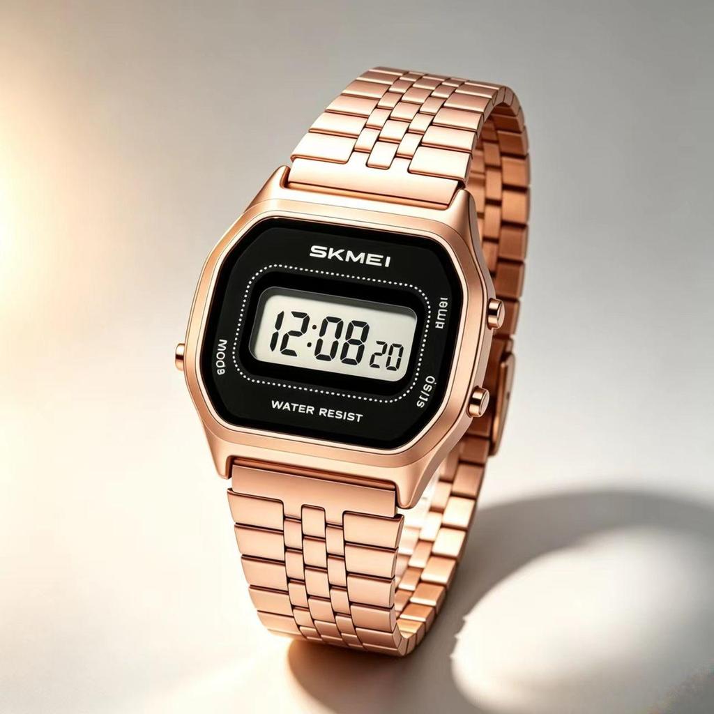 Women's Digital Watch SKMEI Rose Gold Retro Stainless Steel 2651