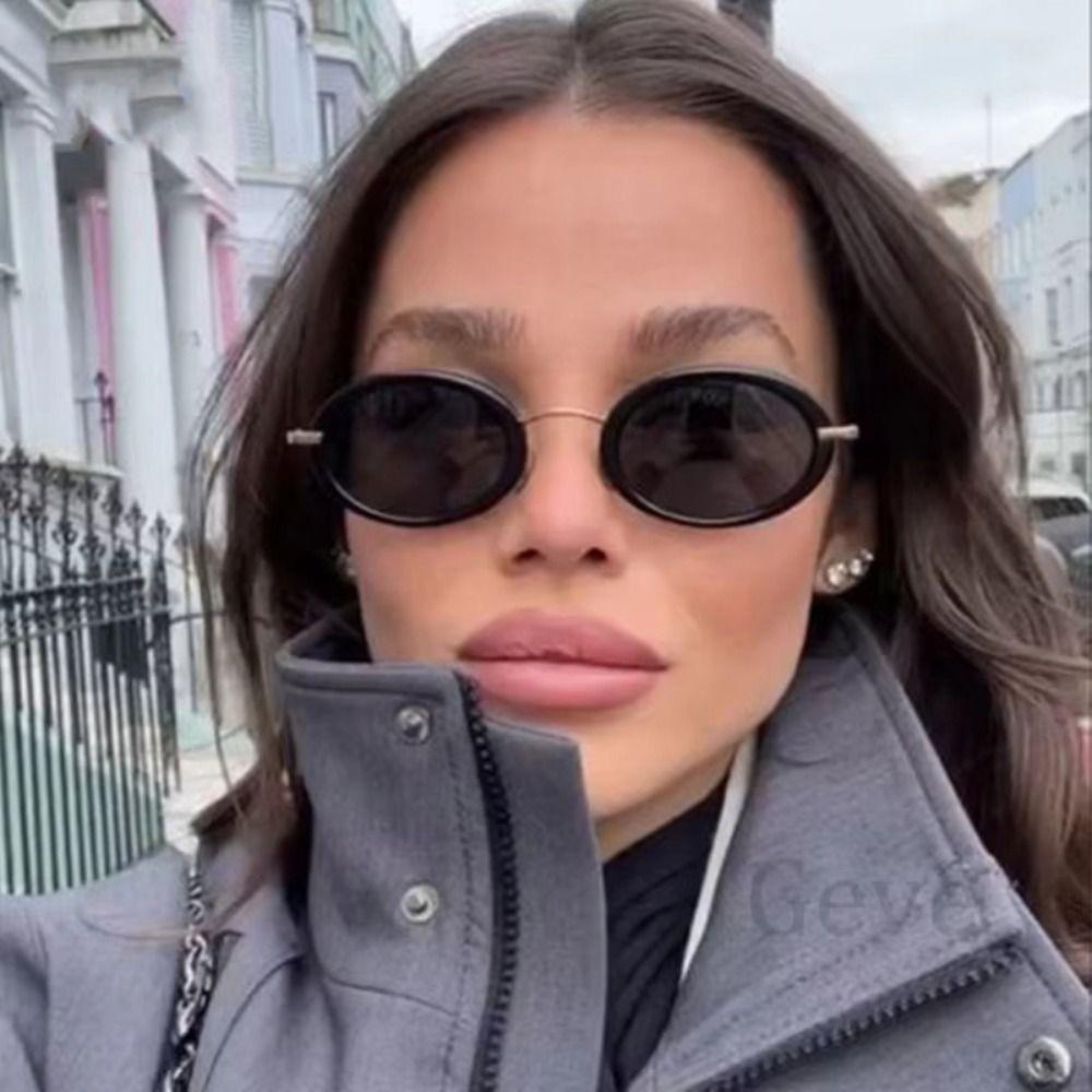 Vintage Elliptical Eyewear UV Protection Small Frame Sunglasses Retro Oval Sunglasses  Holiday