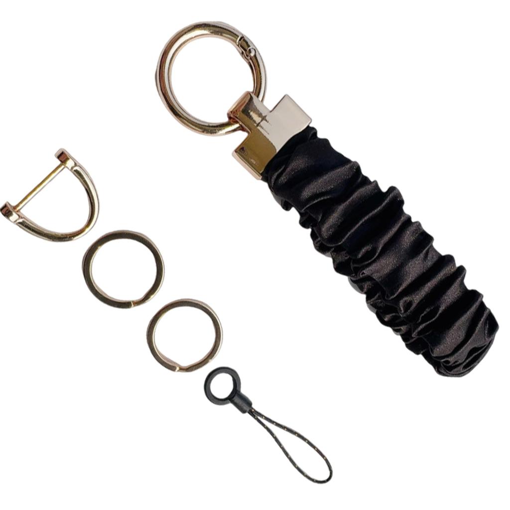 Multi Functional Zinc Alloy Keychain Hair Tie Phone Strap With Stylish Fabric Scrunchie Key Holder For Everyday Carry