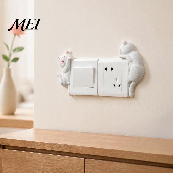Cubierta de Interruptor de Luz de Gato Pegatina 3D, Placa de Pared Decorativa de Resina, Pegatinas Decorativas de Animales Lindos, Decoraciones Peel And Stick para el Hogar Dormitorio