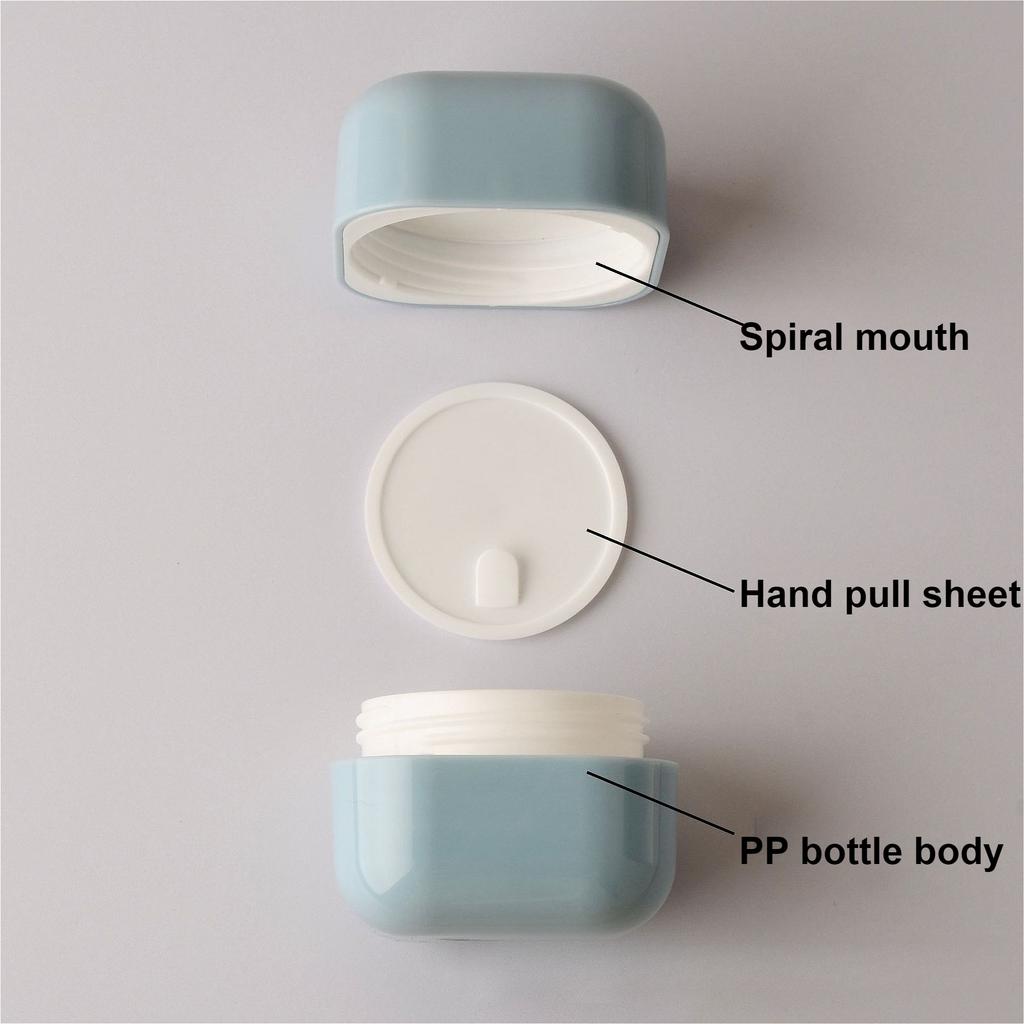 5g-50g PP Square Cream Jar, Refillable Plastic Lotion Container with Rounded Inner Layer & Double-Wall Design