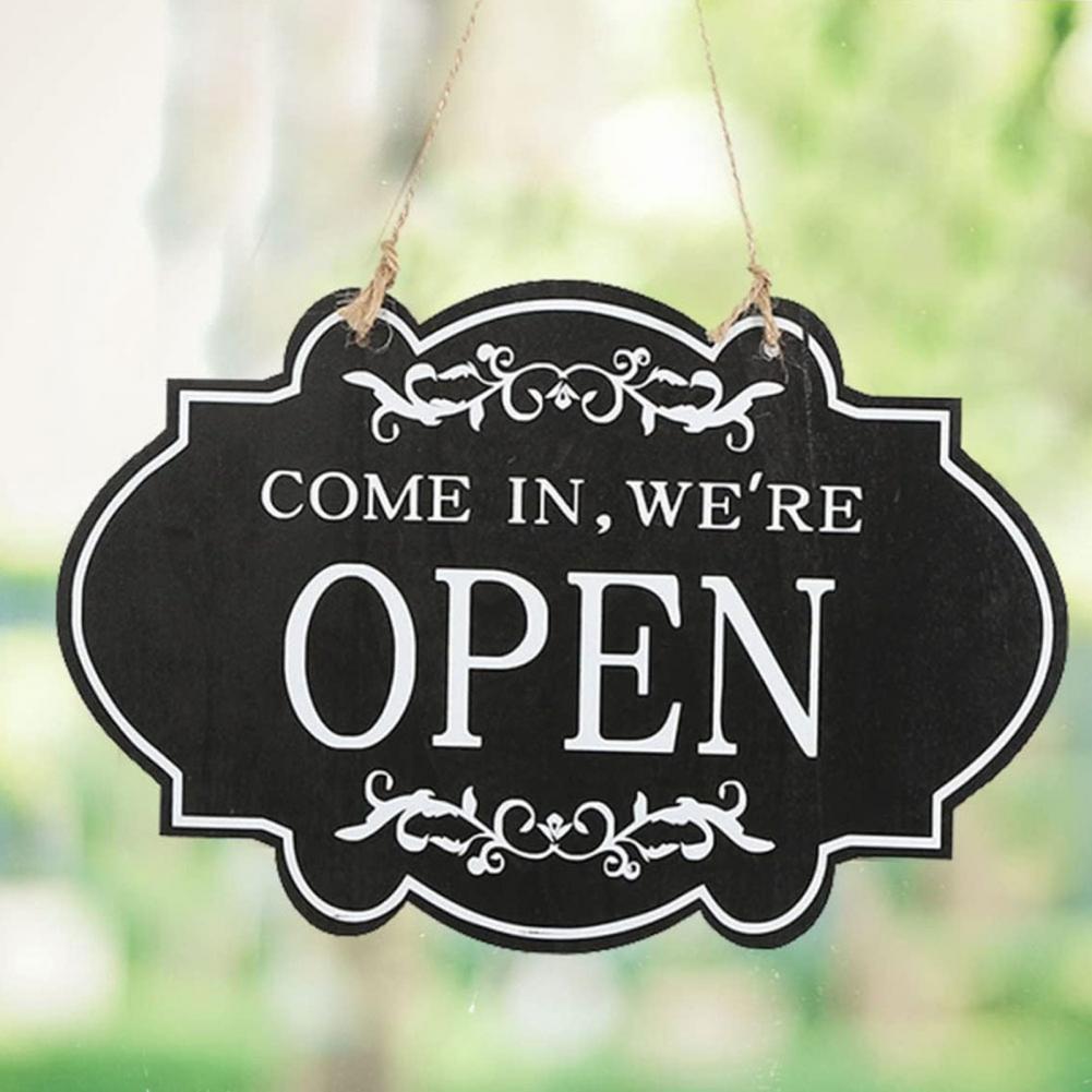 Rustic Business Sign Wooden Open And Closed Sign Double Sided Vintage Open Sign with Rope for Coffee Shop Restaurant Bar
