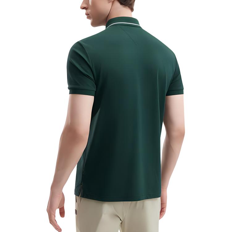 FILA Solid Color Sports Antibacterial Breathable Short Sleeve Polo Shirt Men Polo Shirts Green FI1M421107F-GN