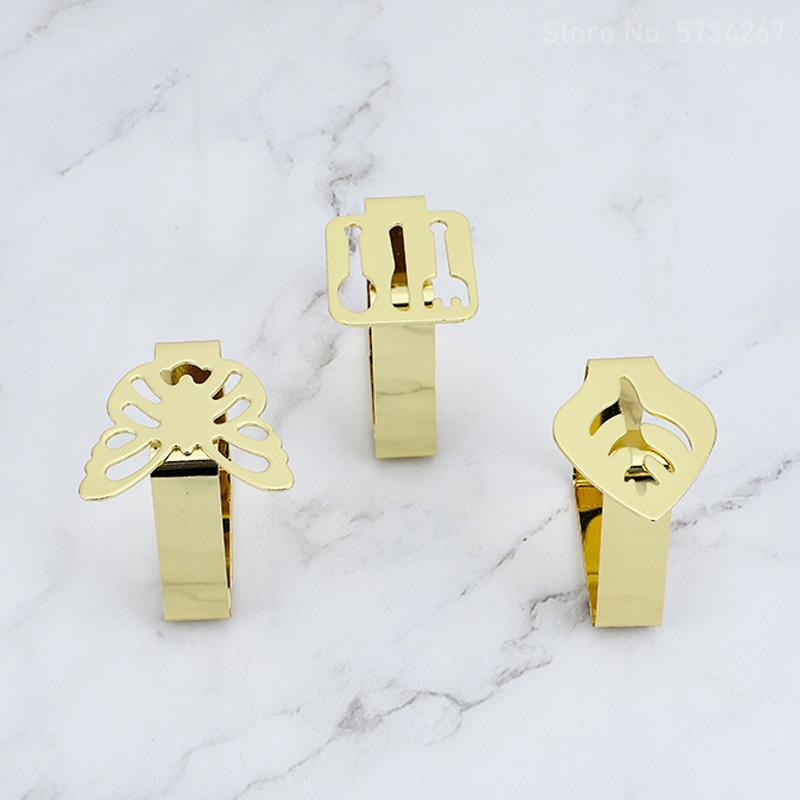 4PCS Stainless Steel Tablecloth Clips Silver Gold Leaf Butterfly Tablecloth Clamp Holder Table Clamps Picnic BBQ Wedding Decor