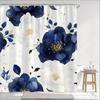 Eleganter blauer Blumenprint Wasserdichter Duschvorhang Trennwand Sichtschutz Hängender Vorhang Mit Haken Mehrere Größen Maschinenwaschbar