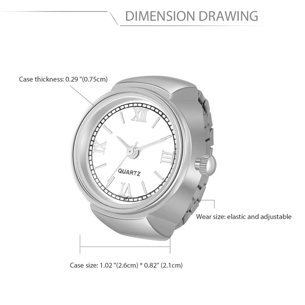 JEWELRYWE Ring Watch Fashionable Men Women Accessories Ring Watch Number Dial Easy to Read Gift Silver