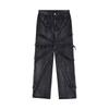 Men's Retro Baggy Jeans - Destroyed Spider Web Design with Raw Edges