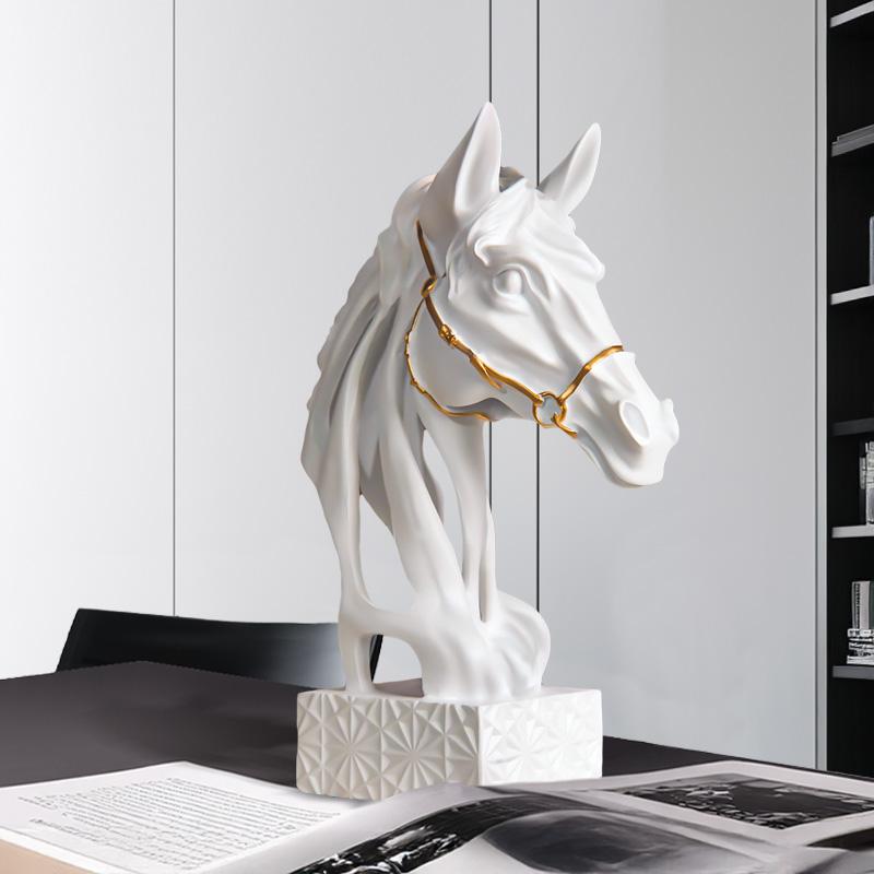 Creative Figurines horse head resin statue Living room home decor ornament entrance wine cabinet light luxury decor sculpture