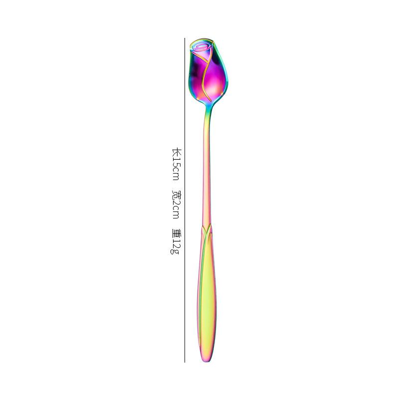 Stainless Steel Rose Flower Long Handle Coffee & Teaspoon