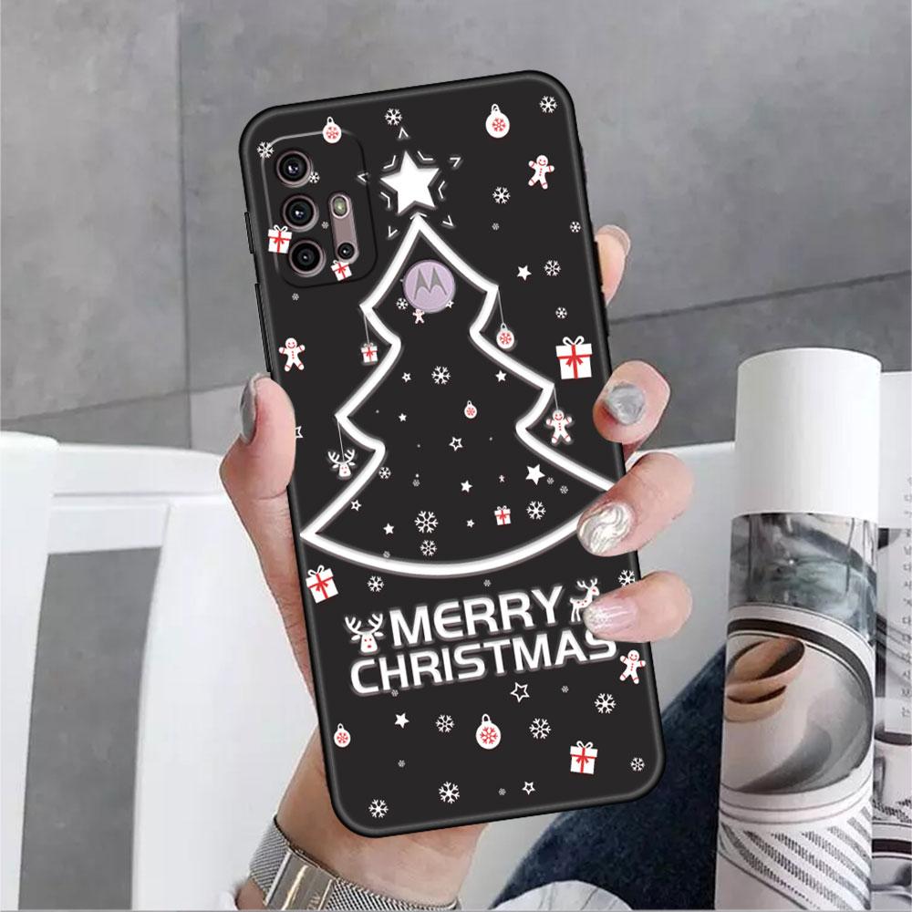 Veselé Vánoce v zimě pouzdro pro Motorola G30 G60 G9 Play ONE Fusion G8 G50 E6s G82 Edge 20 Pro G Stylus 2021 soft phone copas