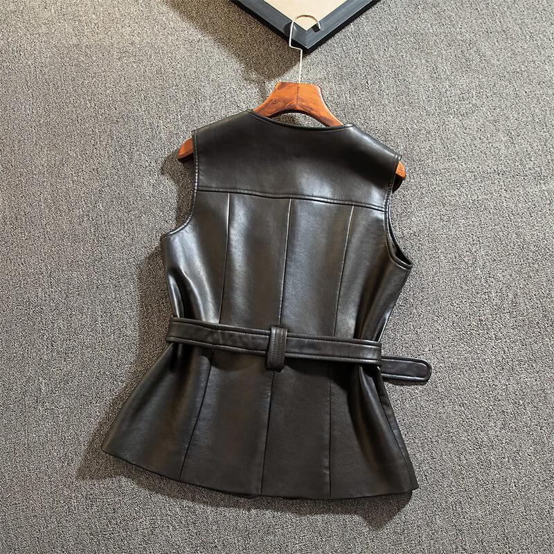 Sibaishe Women's Street Style Round Neck Sleeveless Vest