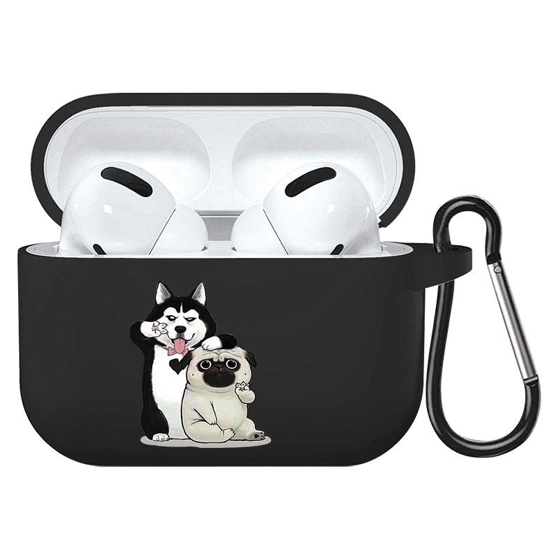 קריקטורה חמוד חיות מחמד כלב חתול בעל חיים ינשוף צמח פרחי אפל עבור אפל AirPods 2 3 כיסויי אוזניות חסינות זעזועים שחורות AirPods Pro Funds Cover