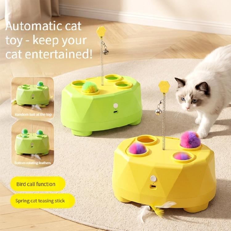 Indoor Play Device with Extending Lower Attachment, Moving Ball, Spring Attachment, and 4 Top Openings for Play