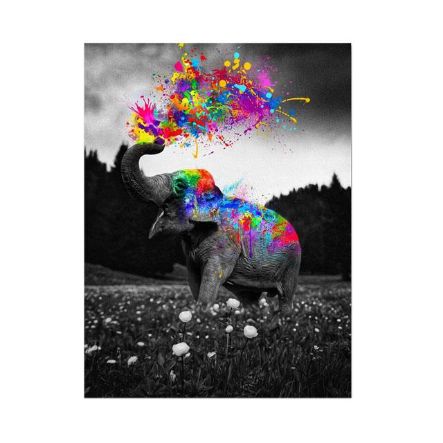 

Слон красочные брызги краски граффити печать на холсте настенные художественные картины современные постеры с животными Гостиная домашний декор фотографии 21x30cm No Framed белый