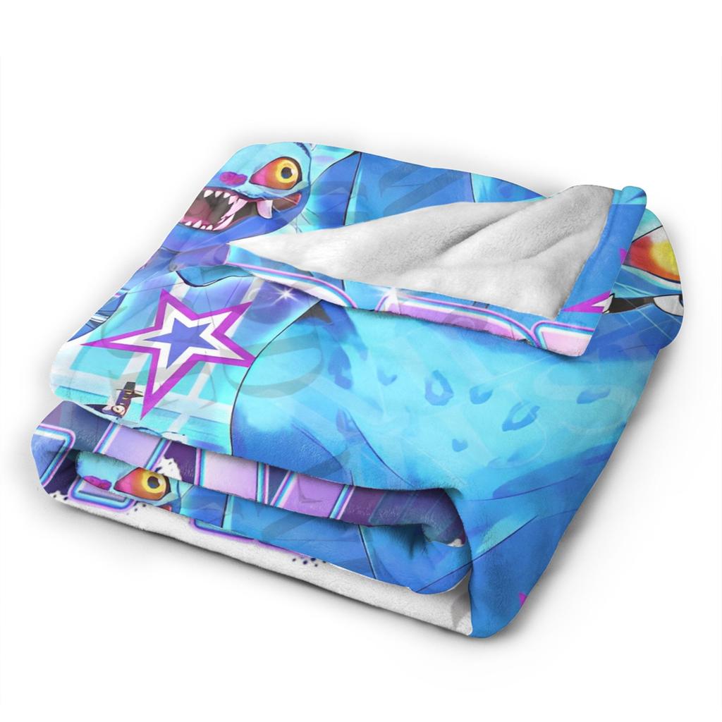 Derpy Blue Tiger Plush Blanket KPop Demon Hunters Creative Throw Blankets for Bed Sofa Couch 200x150cm Quilt