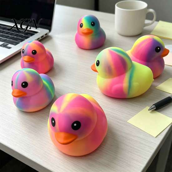 Gradient Duck Stress Relievers Rainbow Relief Toy, Slow Rise Colorful Squeeze Toy Soft Sensory Fidget Desk