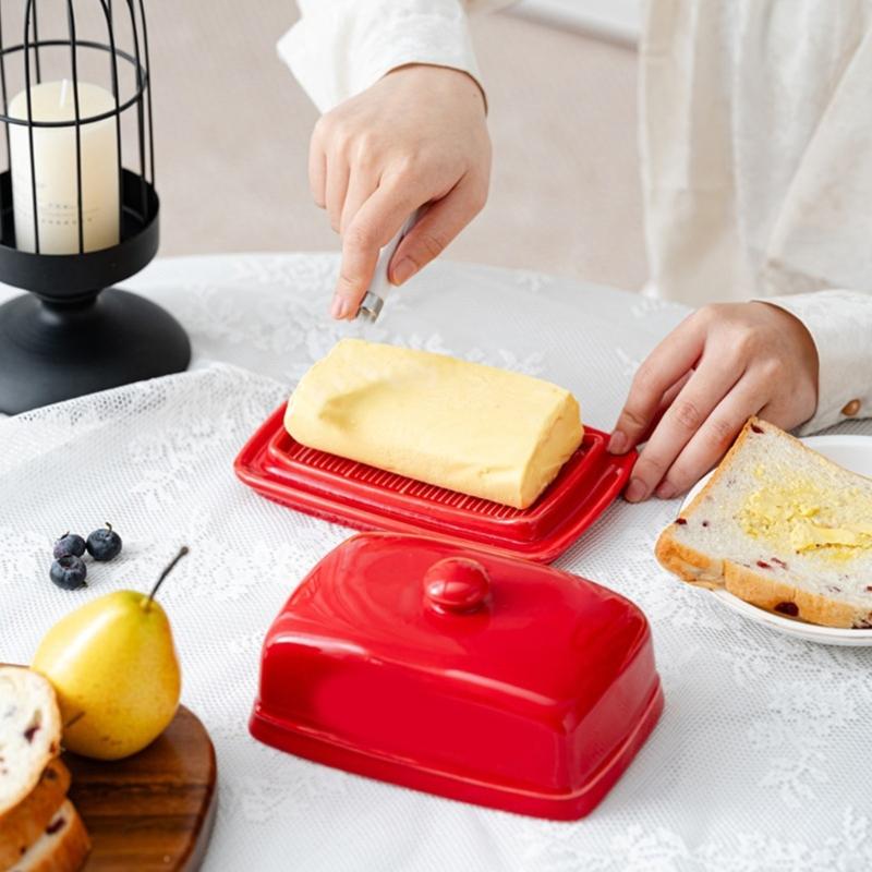 Modern Ceramic Butter Storage Box Dishwasher Safe Easy Cleaning Surfaces Ceramic Texture Perfect for Home Dining Table