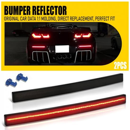 Smoked Red Led Rear Bumper Reflector Lights Lamp for Chevrolet Corvette C7 14-19