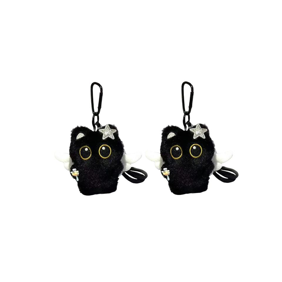 1/2/3Pcs Cool Plush Black Cat Doll Toy Keychain Bag Pendant Charms Car Keyring Accessories For Women Men Friends Gifts