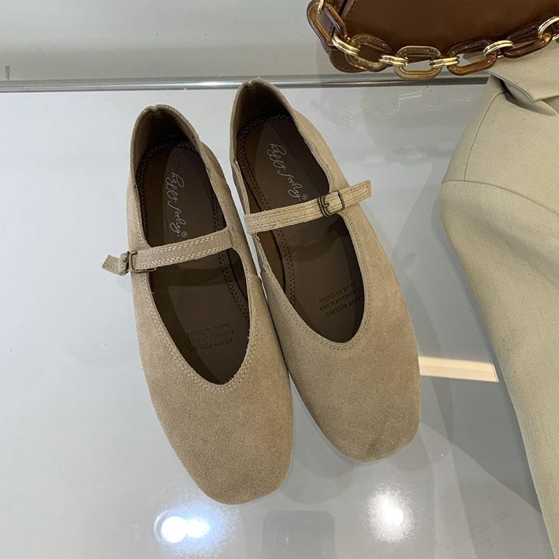 

Мода Мода Ремешок с пряжкой Женские балетки Мэри Джейн Повседневная женская обувь с мелким вырезом Женские балетки с обувью Весна Лето Новинка 2025 35 бежевый