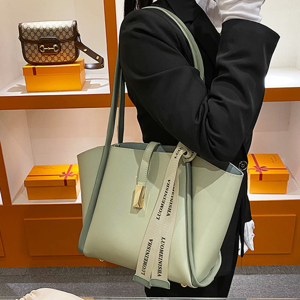 Bolso tote con con set para oficina coreana bonita [Amuleto] lazo, bolso de mujer, neceser, producto, liso, adolescentes, 20s, 30s, moda, casual, vl-6176-gn-f