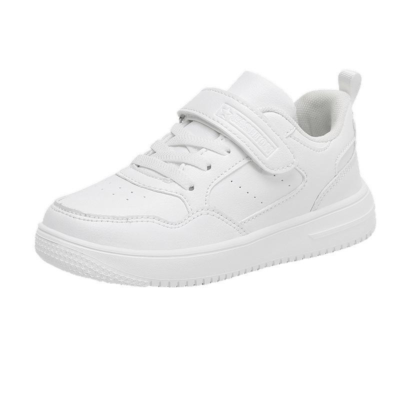 Little White Shoes School White Shoes Children's Sports Shoes Boys Leather Waterproof Primary School Board Shoes Girls Casual Shoes