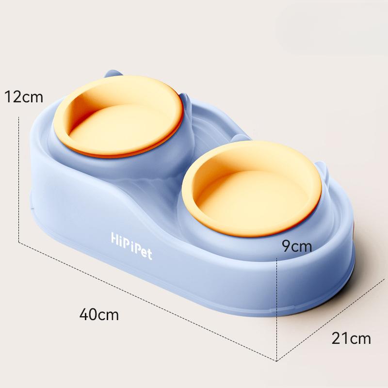 New Cat High-low Partition Cute Cat Ceramic Double Bowl Cat Bowl Drinking Water Feeding Dog Bowl Anti-knock Over Pet Bowl