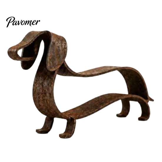 Indoor Dog Art Figurines Rustic Dachshund Metal Sculpture, Minimalist Line Iron Statue, Vintage Outdoor Yard for Owners Wiener Tabletop Figurine Home