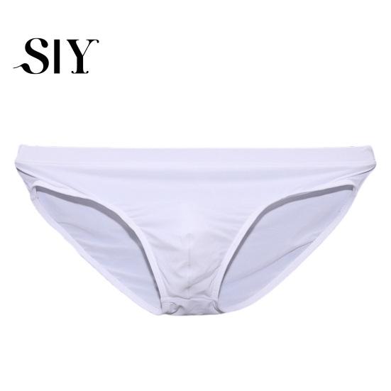High Elasticity Men Briefs Low-rise Slim Fit Underwear Solid Comfortable Color Ice Silk Transparent Panties Summer Ultra-thin Lightweight