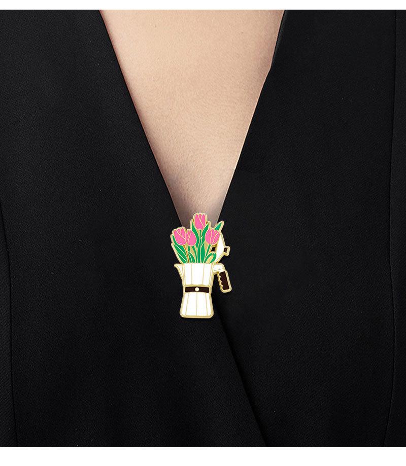 Potted Plant Pins Decorative Backpack Decor Enamel Pin Unique Flower Pins For Girls Accessories Clothing