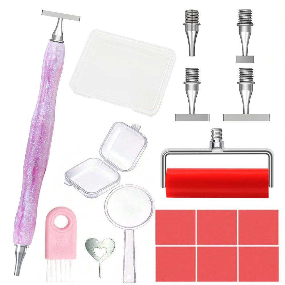 Ergonomic Diamond Painting Art Drill Bead Dot Pen Kit With Thin Thread Stainless Steels Metal Pen Heads Roller Tool Accessories