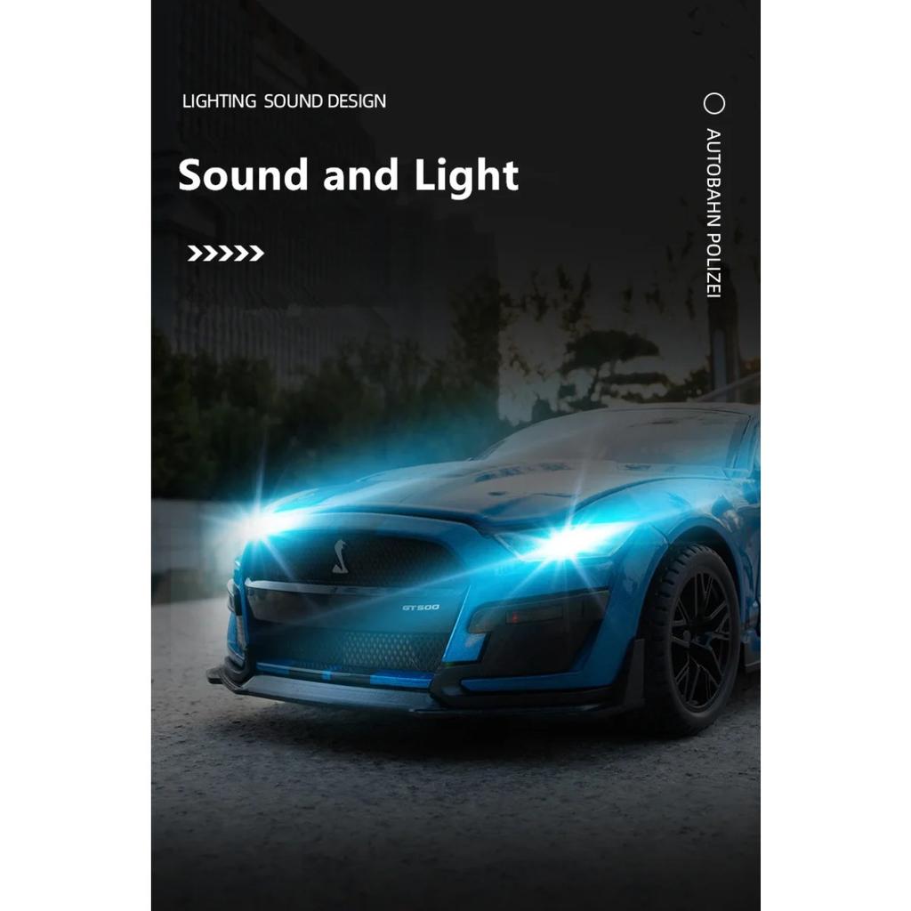 Large Size 1/18 Ford Mustang Shelby GT500 Alloy Sports Car Model Diecasts Metal Racing Car Model Sound and Light Toys Gifts