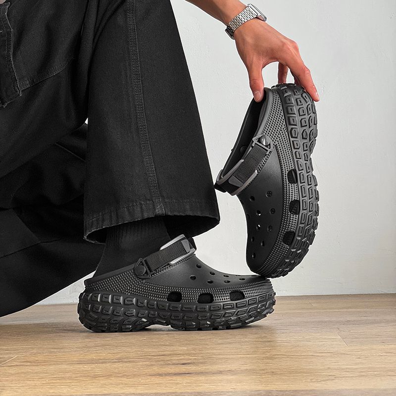 

Star Trendy New Coros Shoes Baby Boy and Girl Summer Casual Thick Sole Non Slip Durian Fashion Sneakers Height Increasing Beach Sandals Black 40-41